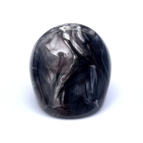 Black with Light Gray Swirl Acrylic Geometric Chunky Statement Ring Size 8.5 - Picture 4 of 8